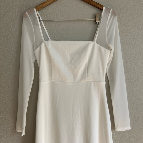 Lovingly Yours White Mesh Long Sleeve Maxi Dress - Picture 5 of 9